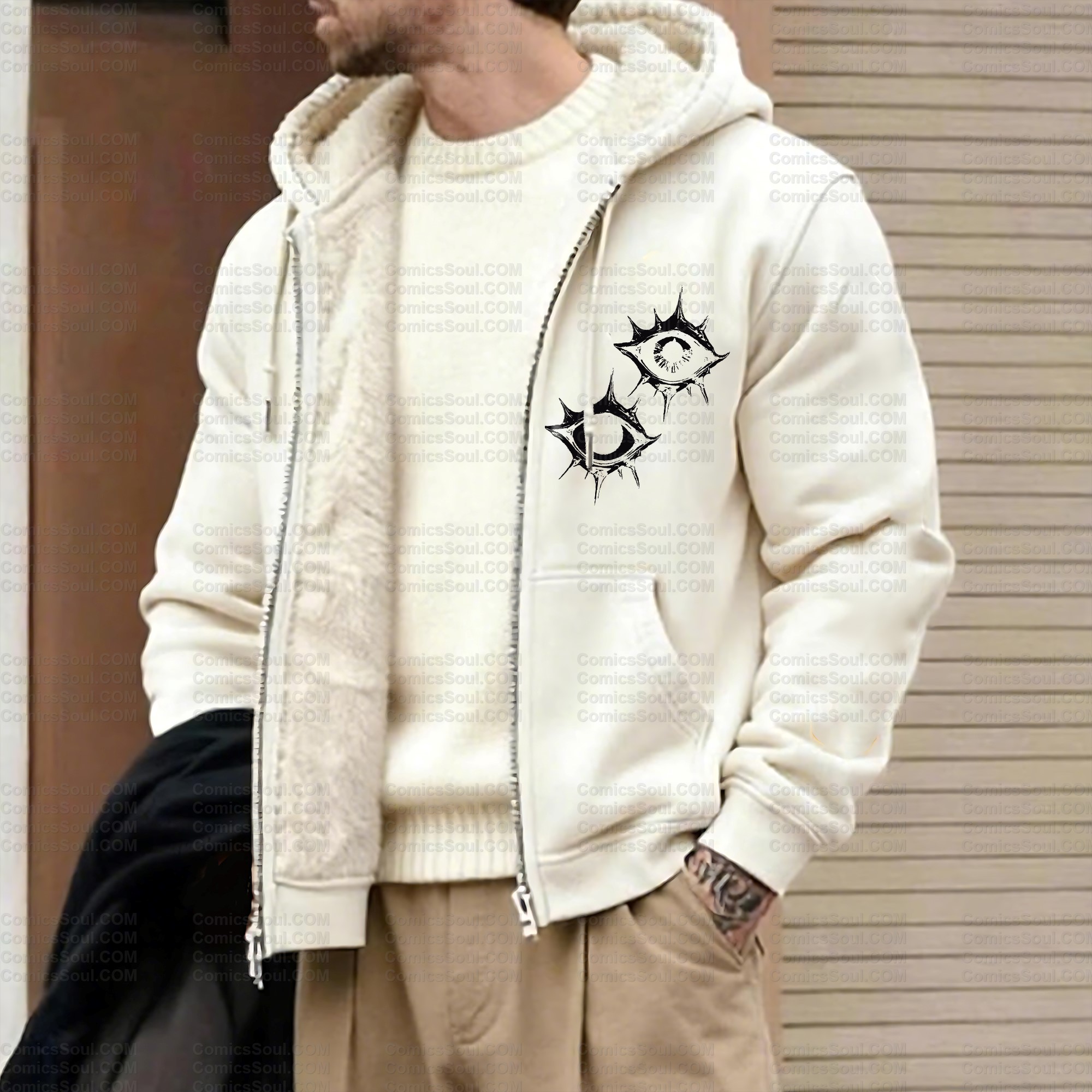 Unisex Graphic Streetwear Vintage Zipper Cardigan Plush Hoodie