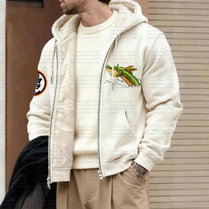 Unisex Graphic Streetwear Vintage Zipper Cardigan Plush Hoodid