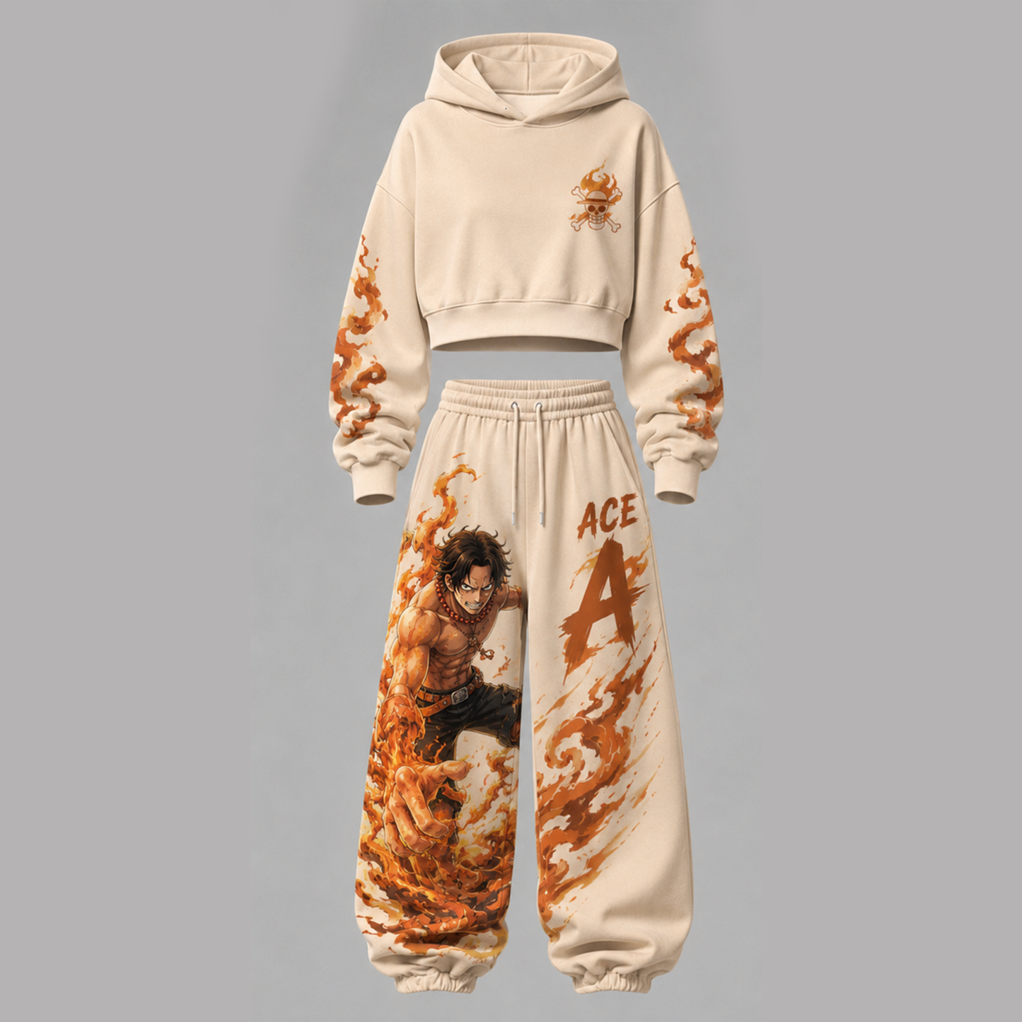 One Piece Cropped Long Sleeve Hoodie & High Waist Jogger Pants Two Piece
