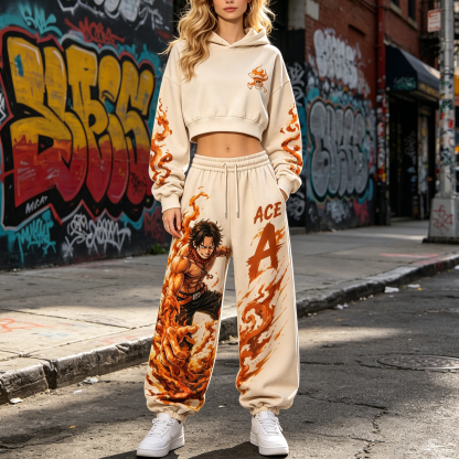 One Piece Cropped Long Sleeve Hoodie & High Waist Jogger Pants Two Piece