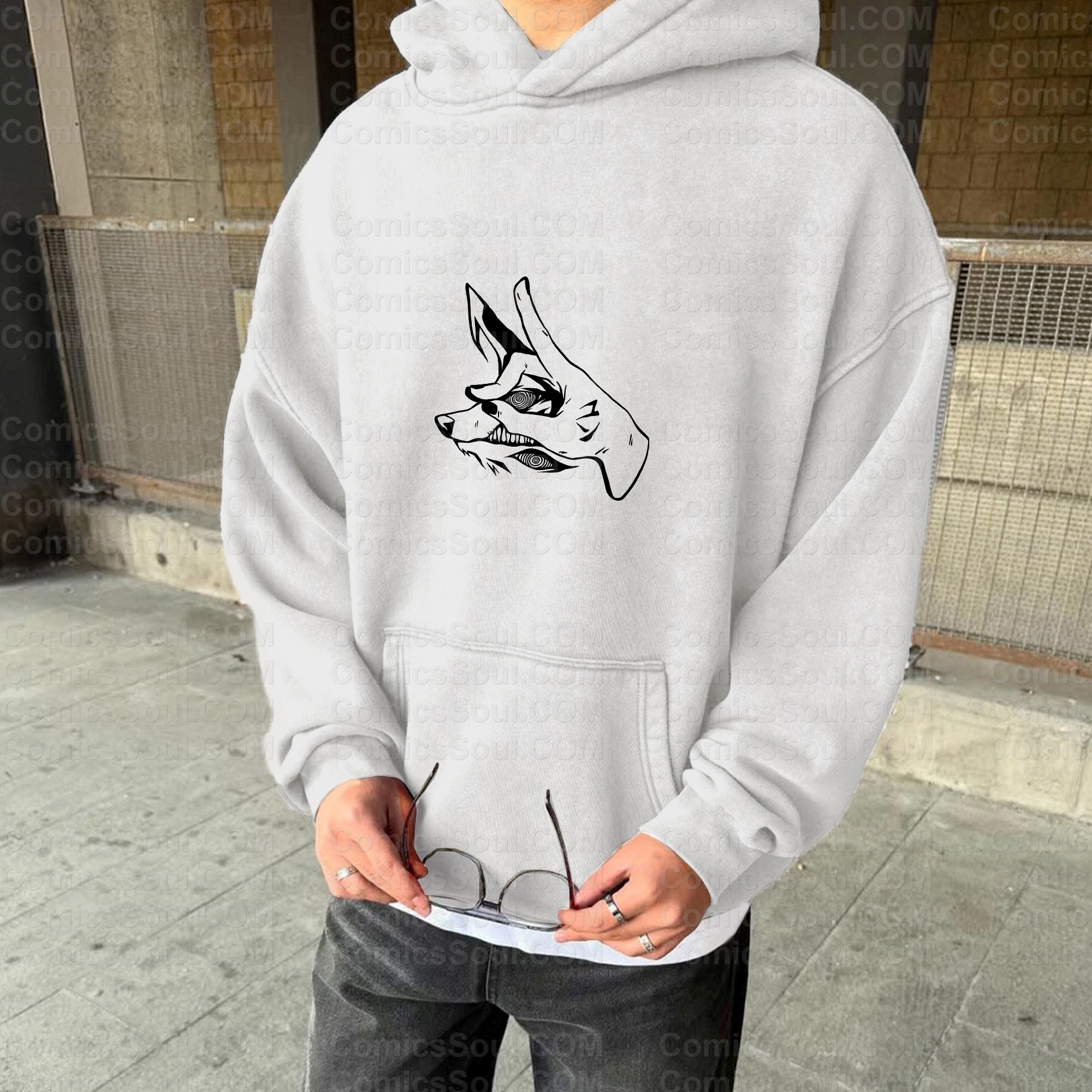 Unisex Anime Graphic Water wash Streetwear Vintage Hoodie