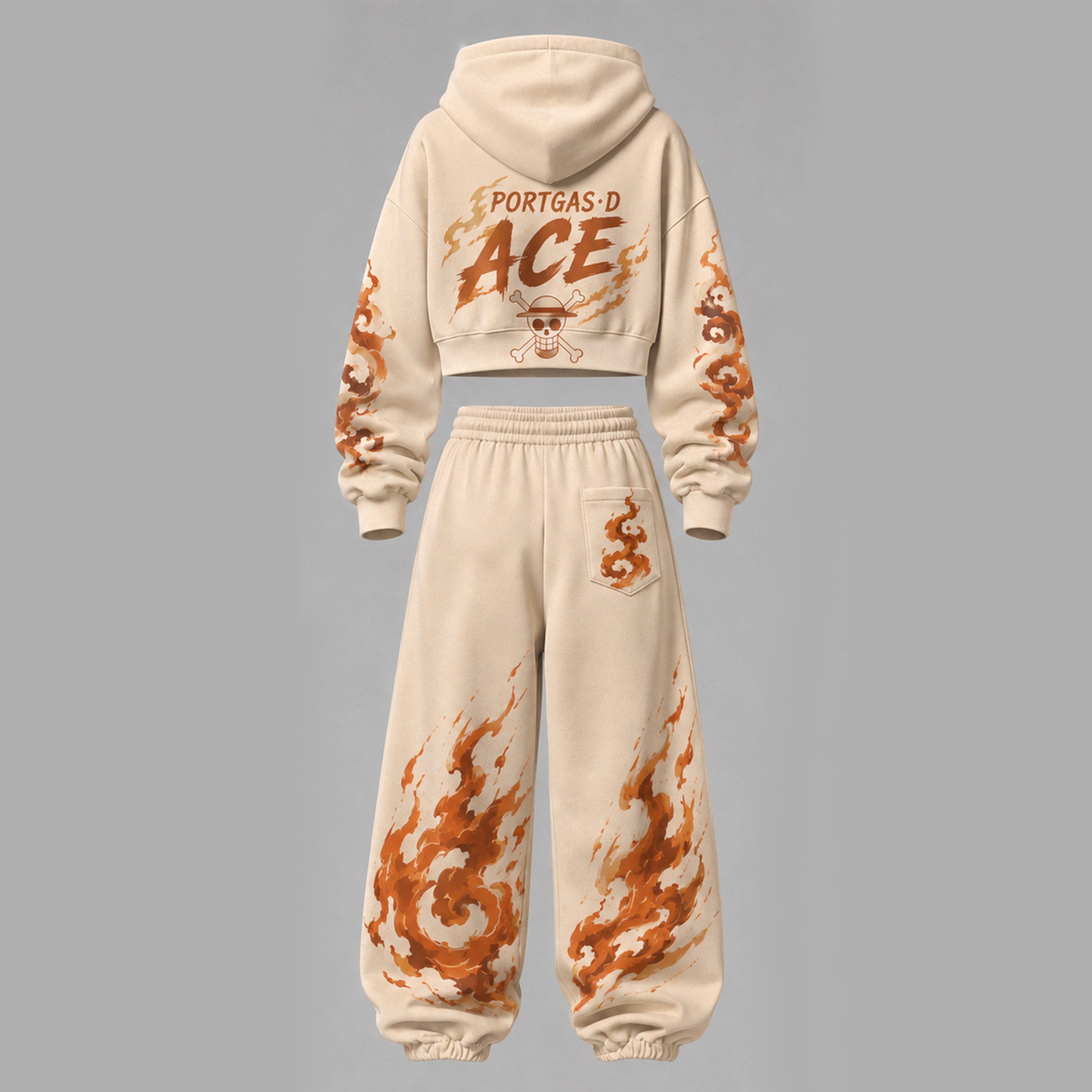 One Piece Cropped Long Sleeve Hoodie & High Waist Jogger Pants Two Piece
