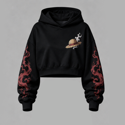 One Piece Cropped Long Sleeve Hoodie & High Waist Jogger Pants Two Piece