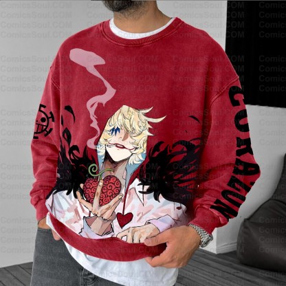 (One Piece)Plus Velvet Unisex Anime Inspired Vintage Sweatshirt