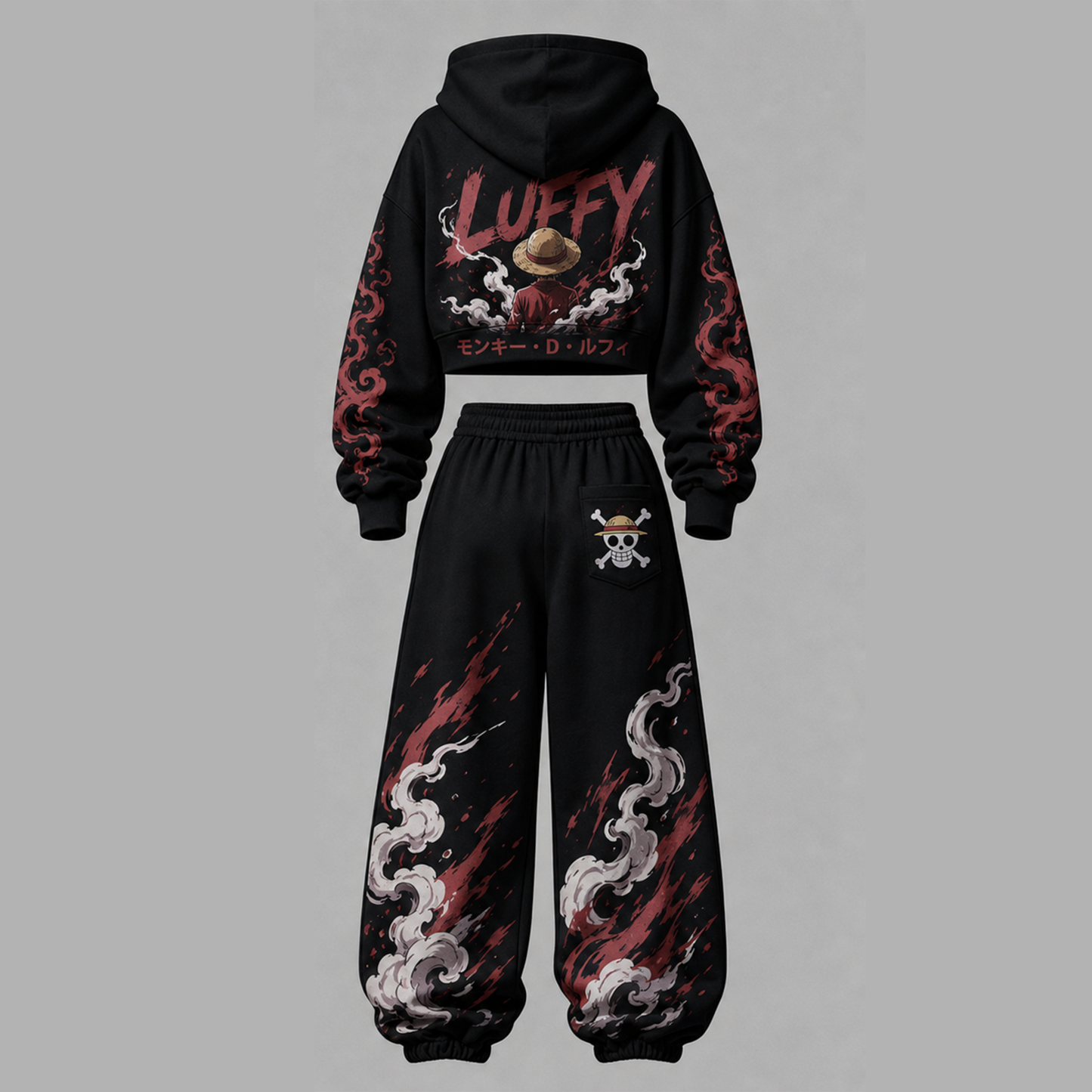 One Piece Cropped Long Sleeve Hoodie & High Waist Jogger Pants Two Piece
