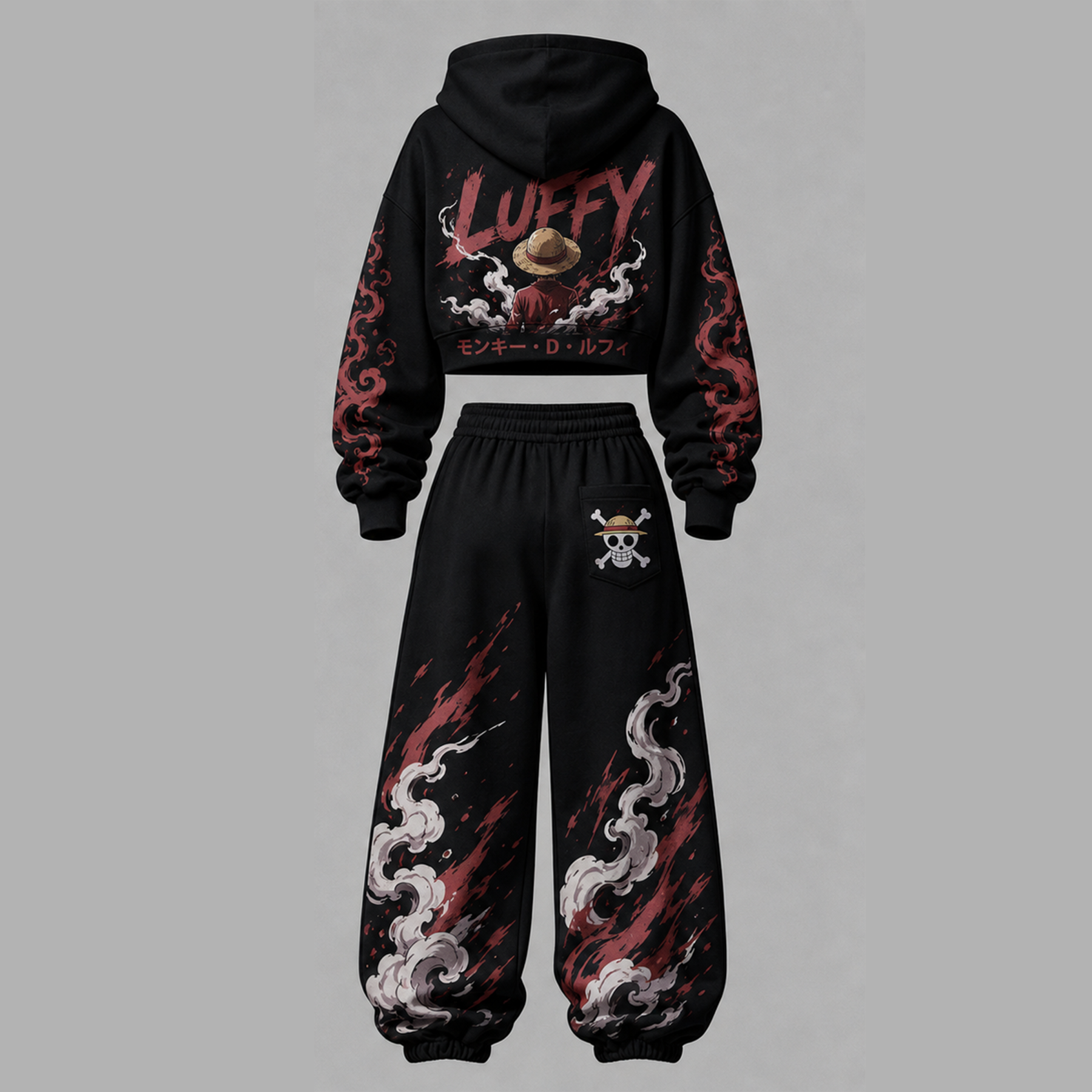 One Piece Cropped Long Sleeve Hoodie & High Waist Jogger Pants Two Piece