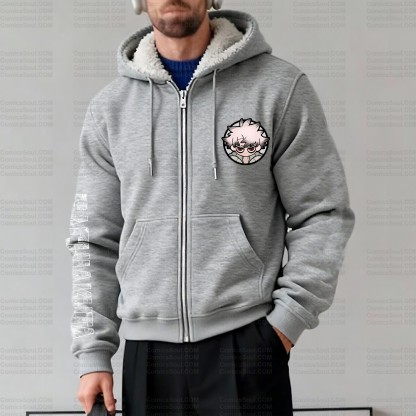 Unisex Graphic Streetwear Vintage Zipper Cardigan Plush Hoodie