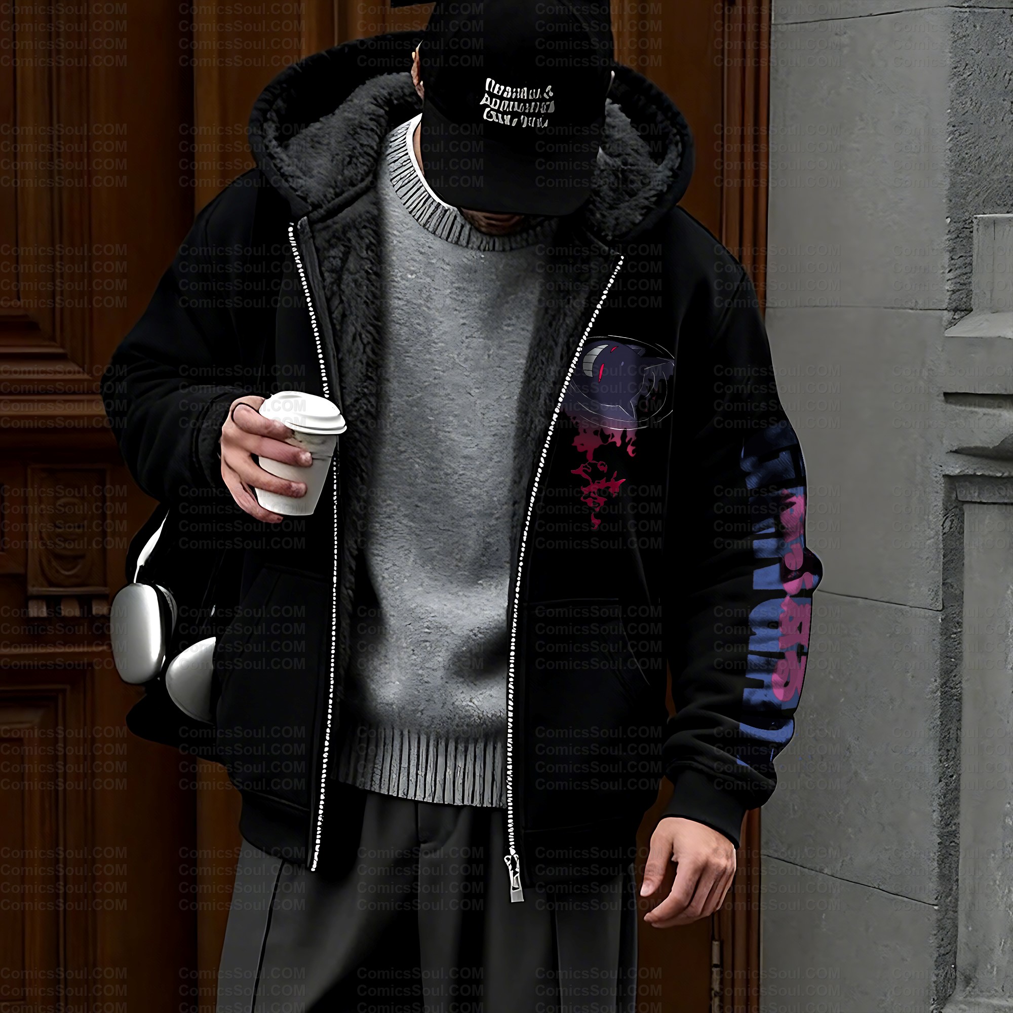 Unisex Graphic Streetwear Vintage Zipper Cardigan Plush Hoodie