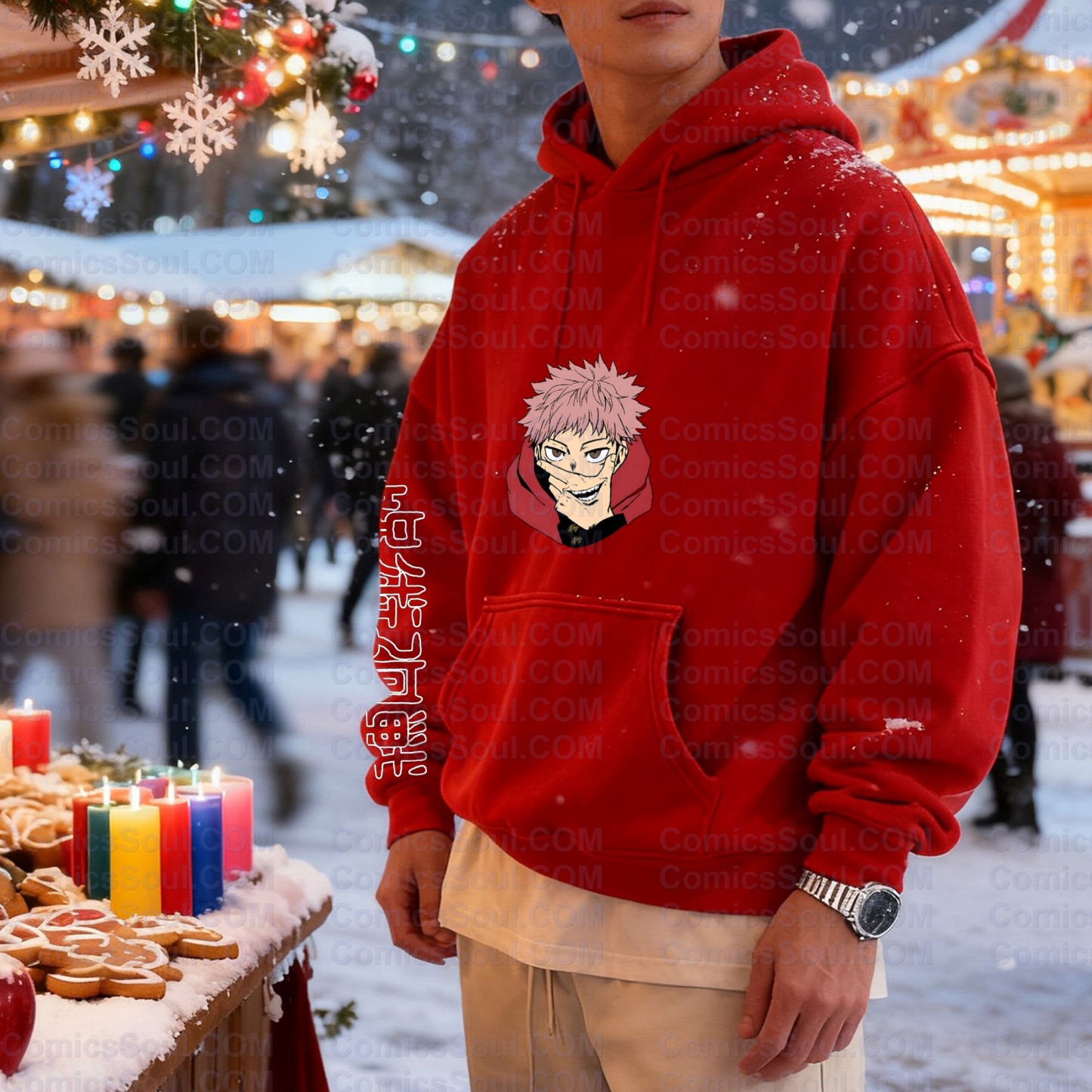 Plus Velvet Unisex Anime Graphic Streetwear Vintage Hoodie