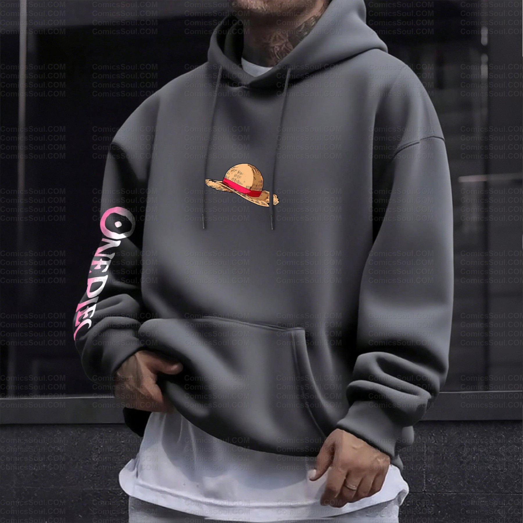 Plus Velvet Unisex Anime Graphic Streetwear Vintage Hoodie