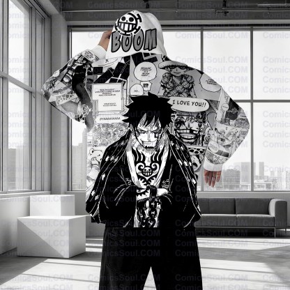 Plus Velvet Unisex Anime Graphic Streetwear Vintage Hoodie