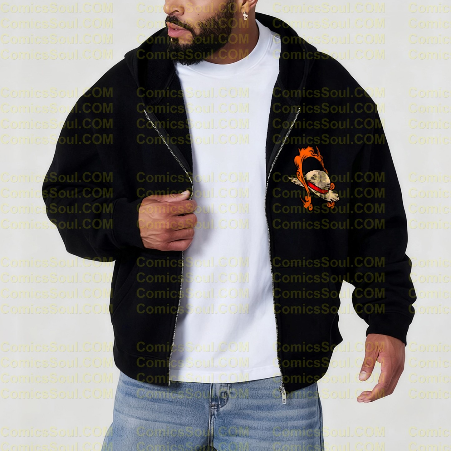 Unisex Graphic Streetwear Vintage Zipper Cardigan Plush Hoodie