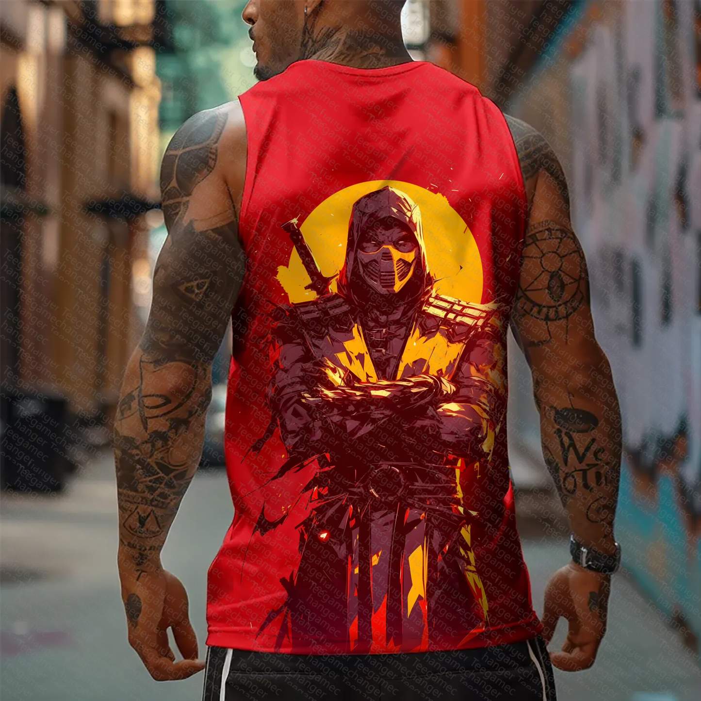 Oversized Anime Print Gym Tank Top