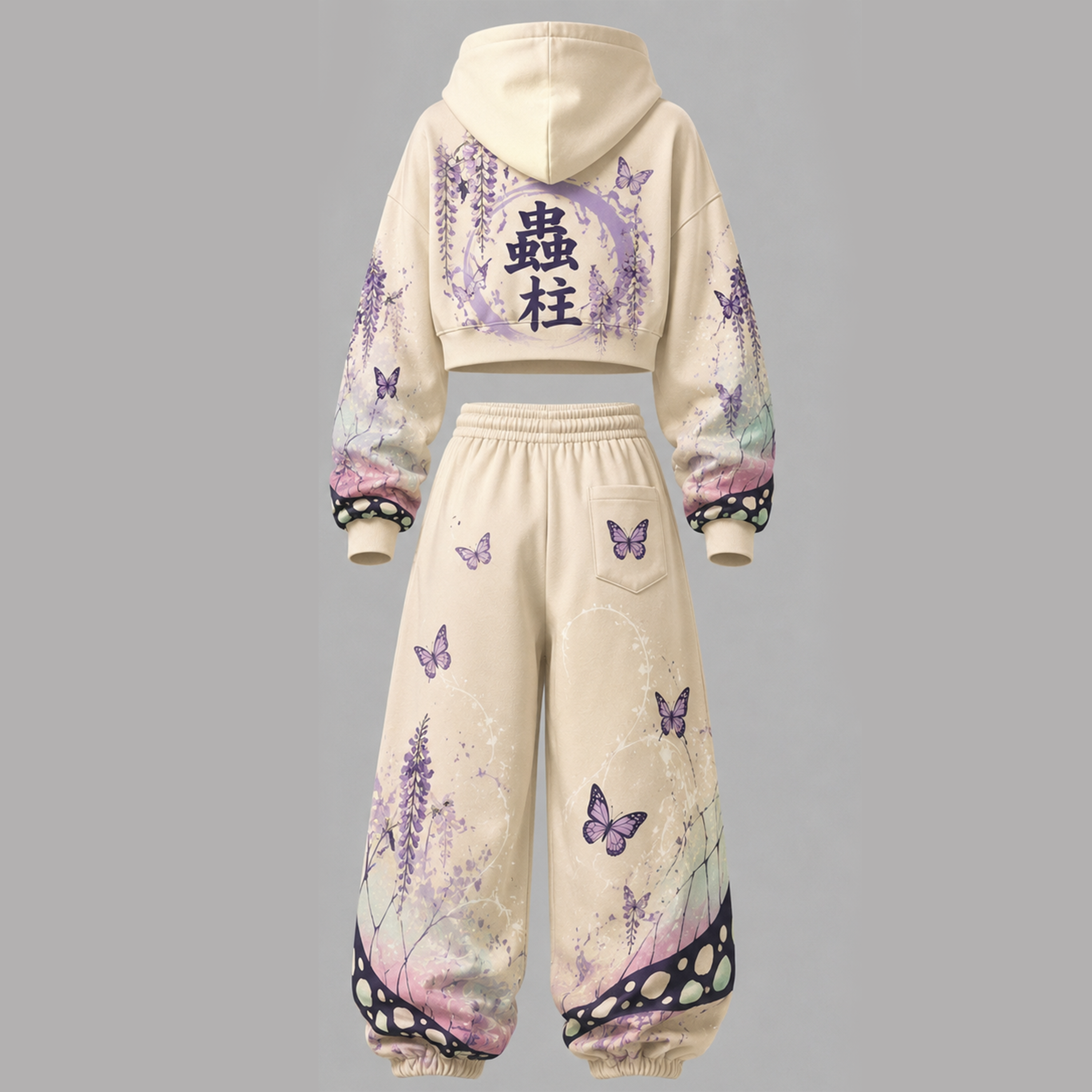 Demon Slayer Cropped Long Sleeve Hoodie & High Waist Jogger Pants Two Piece