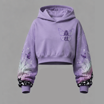 Demon Slayer Cropped Long Sleeve Hoodie & High Waist Jogger Pants Two Piece