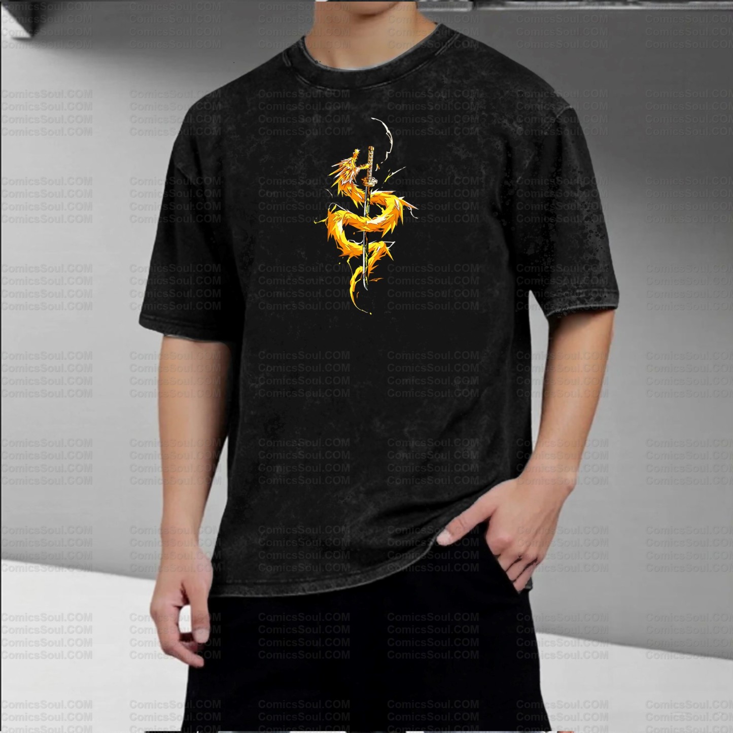 Unisex Anime Inspired Vintage Washed T-Shirt