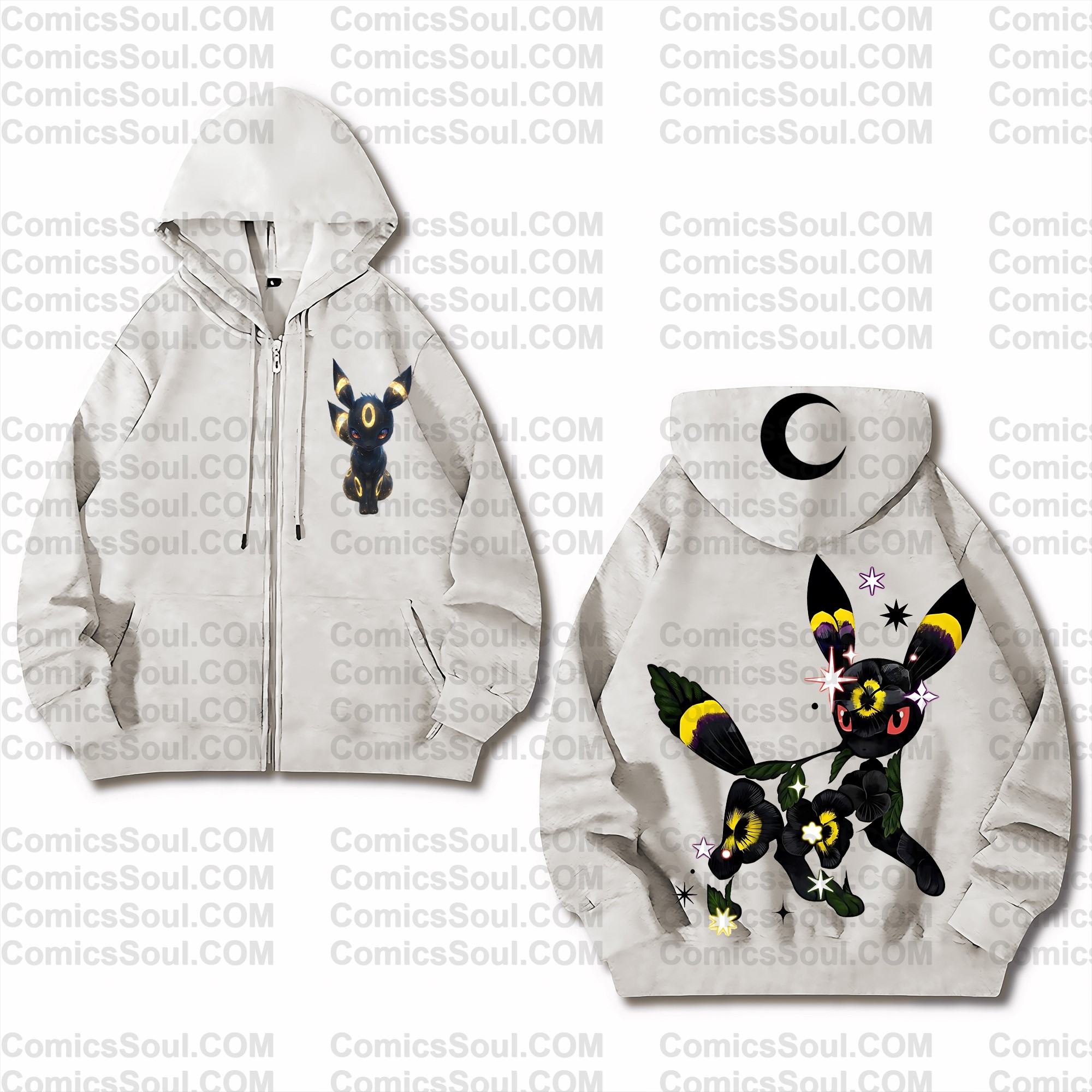 (Pokemon)Unisex Graphic Streetwear Vintage Zipper Cardigan Plush Hoodie