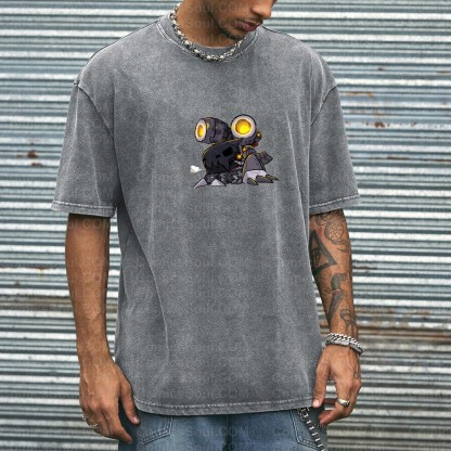 Vintage 3D Direct Inkjet Printed Washed Unisex T-Shirt