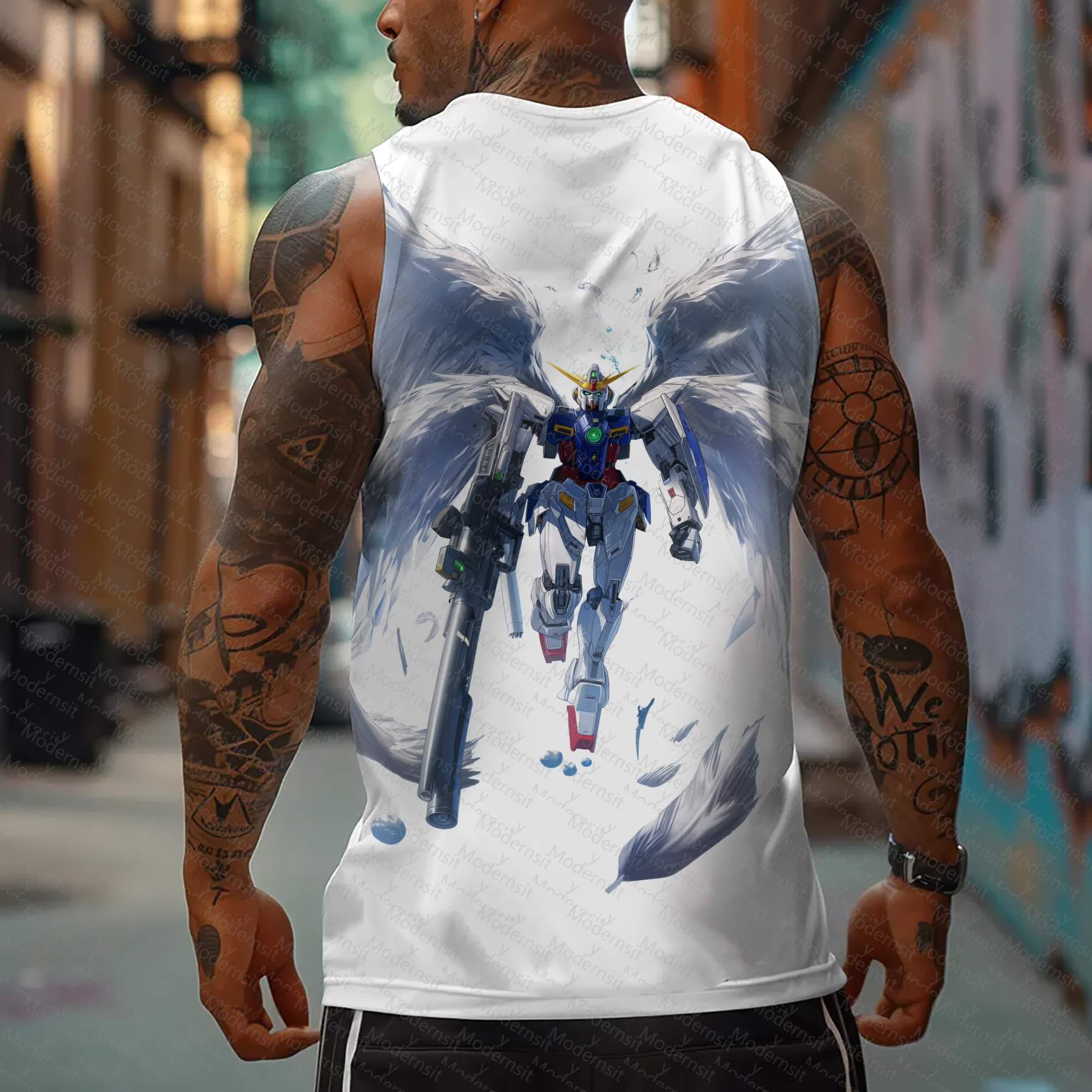 Oversized Anime Print Gym Tank Top