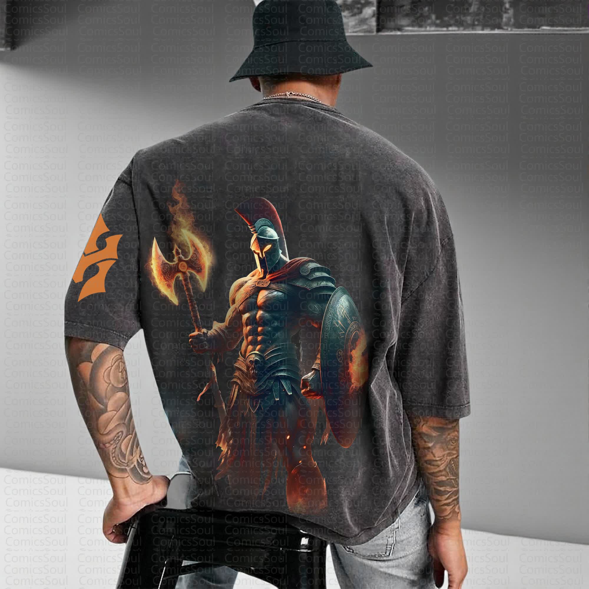 Unisex Anime Inspired Vintage Washed T-Shirt丨Spartan