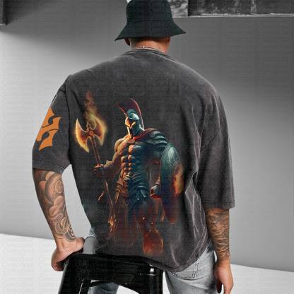 Unisex Anime Inspired Vintage Washed T-Shirt丨Spartan