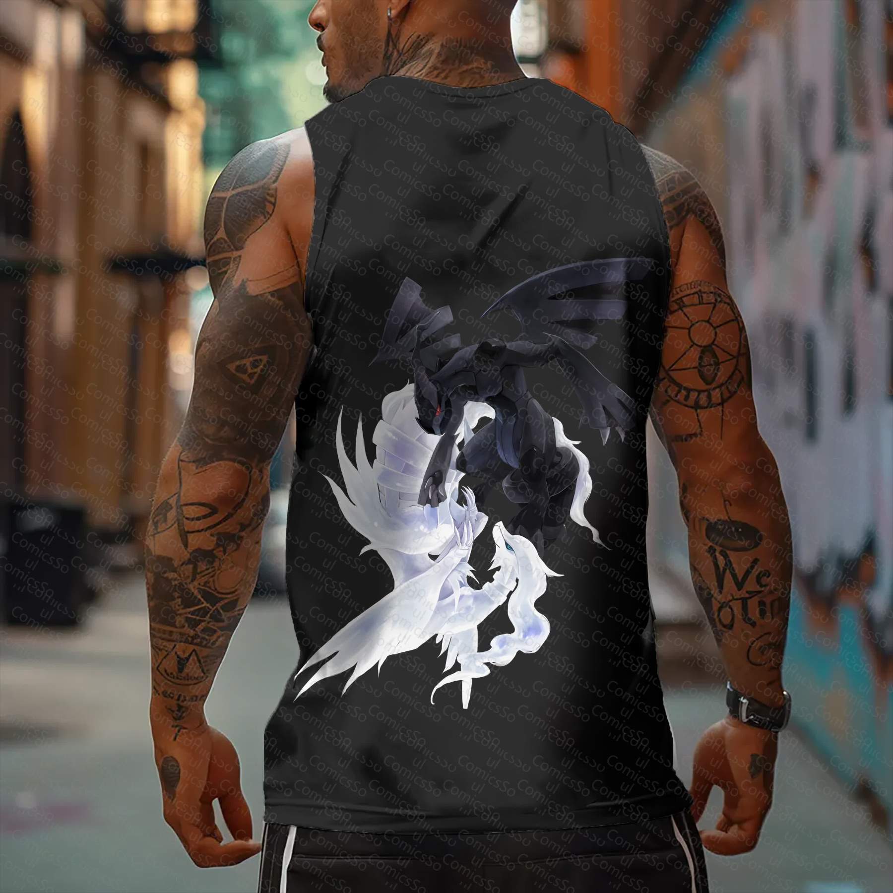 Oversized Anime Print Gym Tank Top