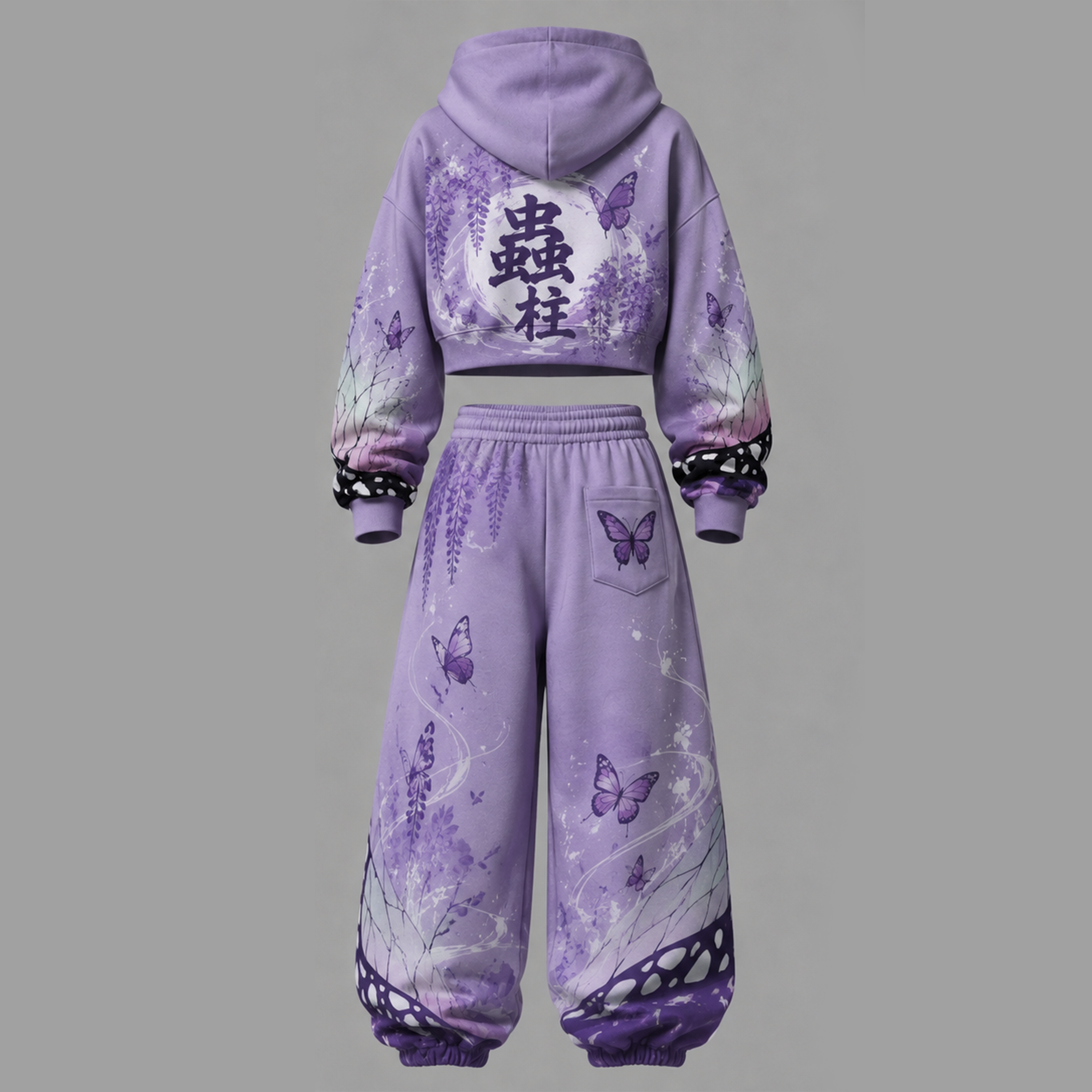 Demon Slayer Cropped Long Sleeve Hoodie & High Waist Jogger Pants Two Piece