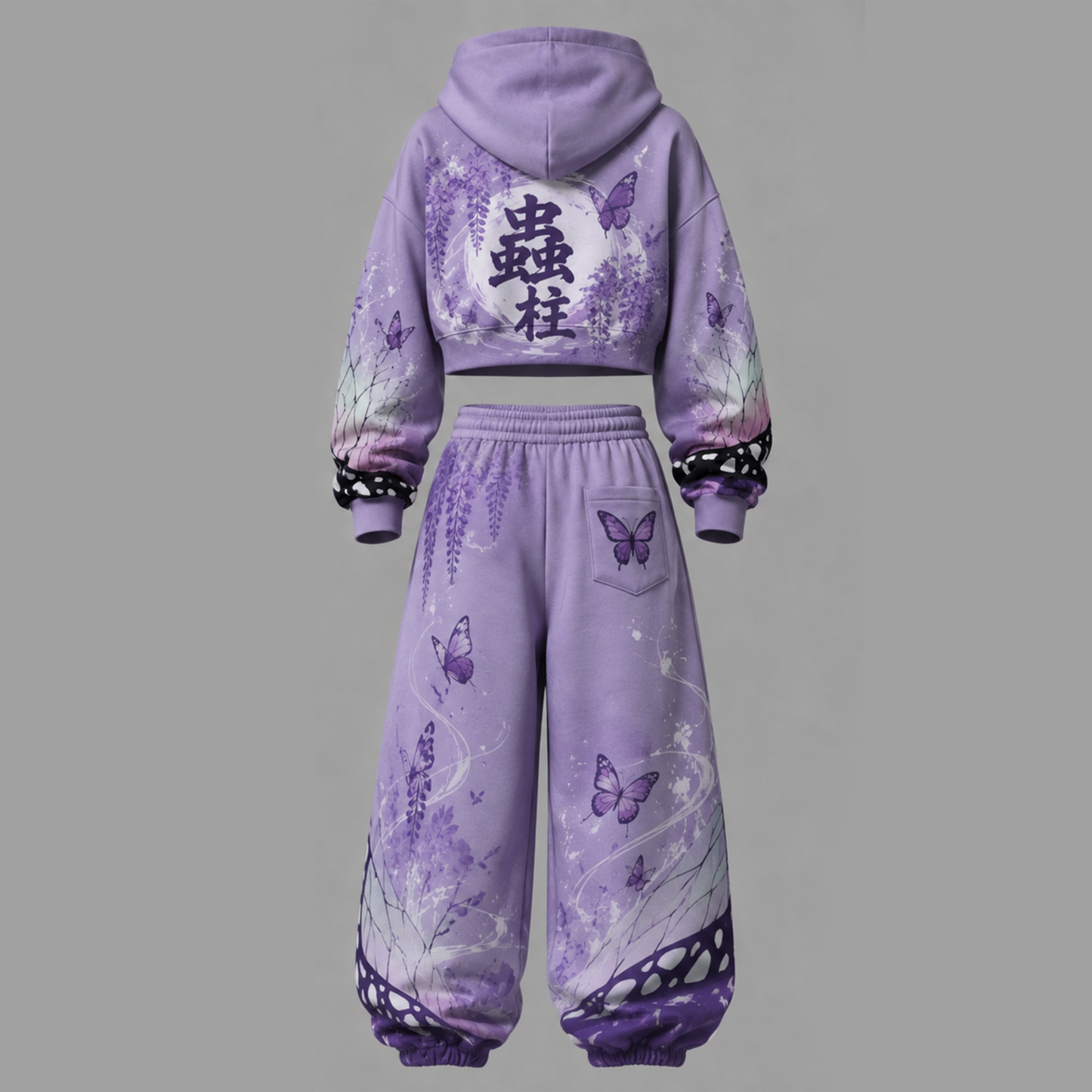 Demon Slayer Cropped Long Sleeve Hoodie & High Waist Jogger Pants Two Piece