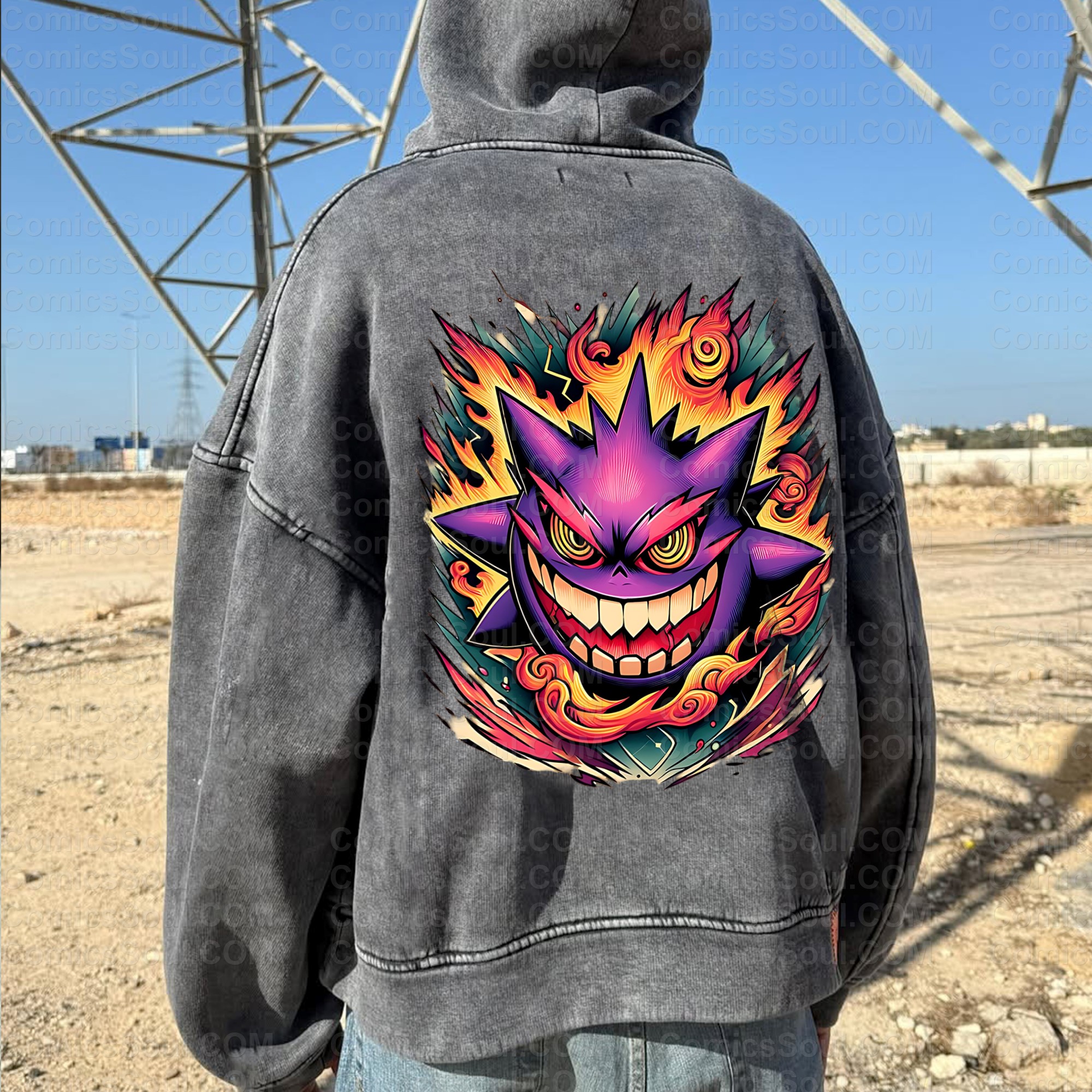 Vintage 3D Direct Inkjet Printed Washed Unisex Plush Hoodie