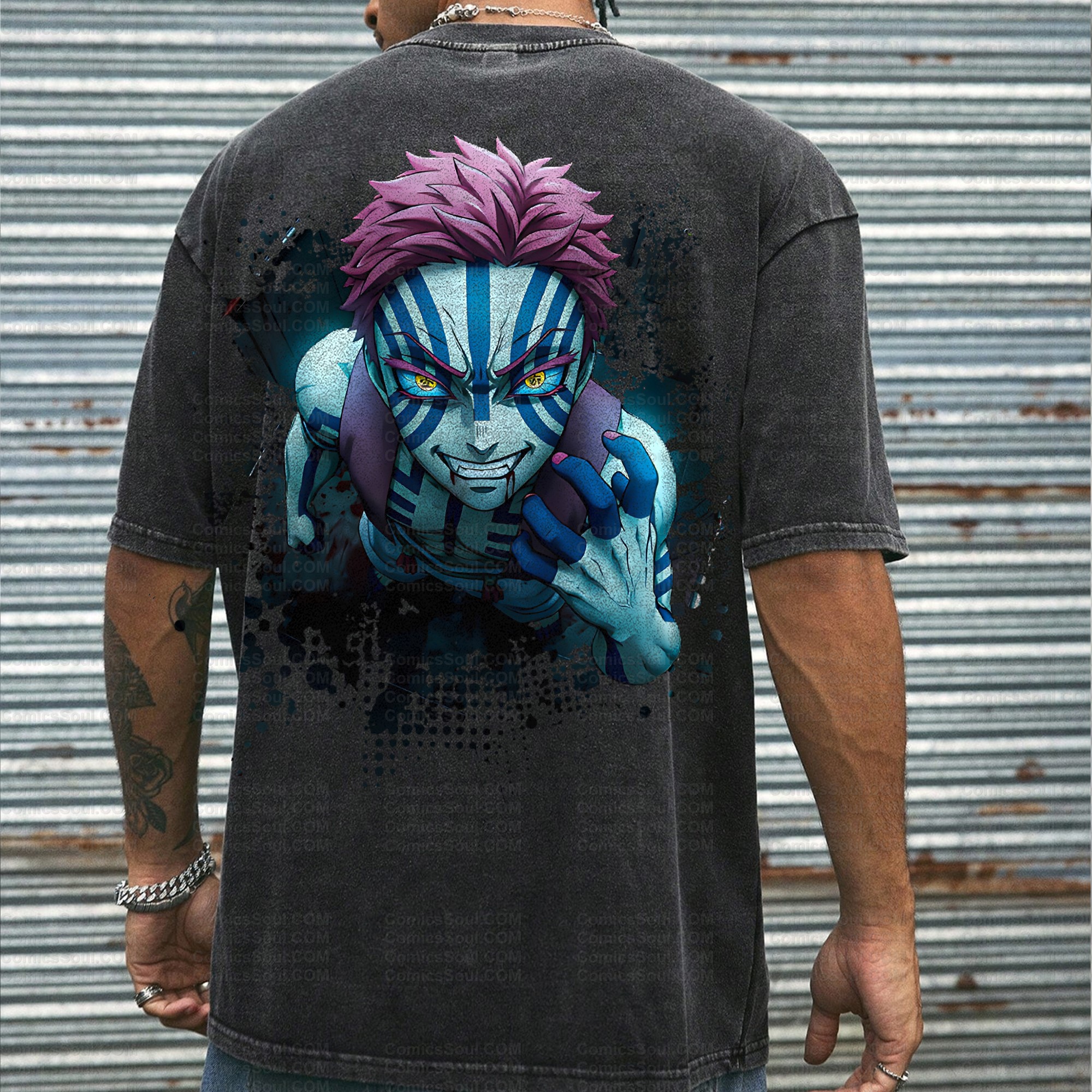 Unisex Anime Inspired Vintage Washed T-Shirt