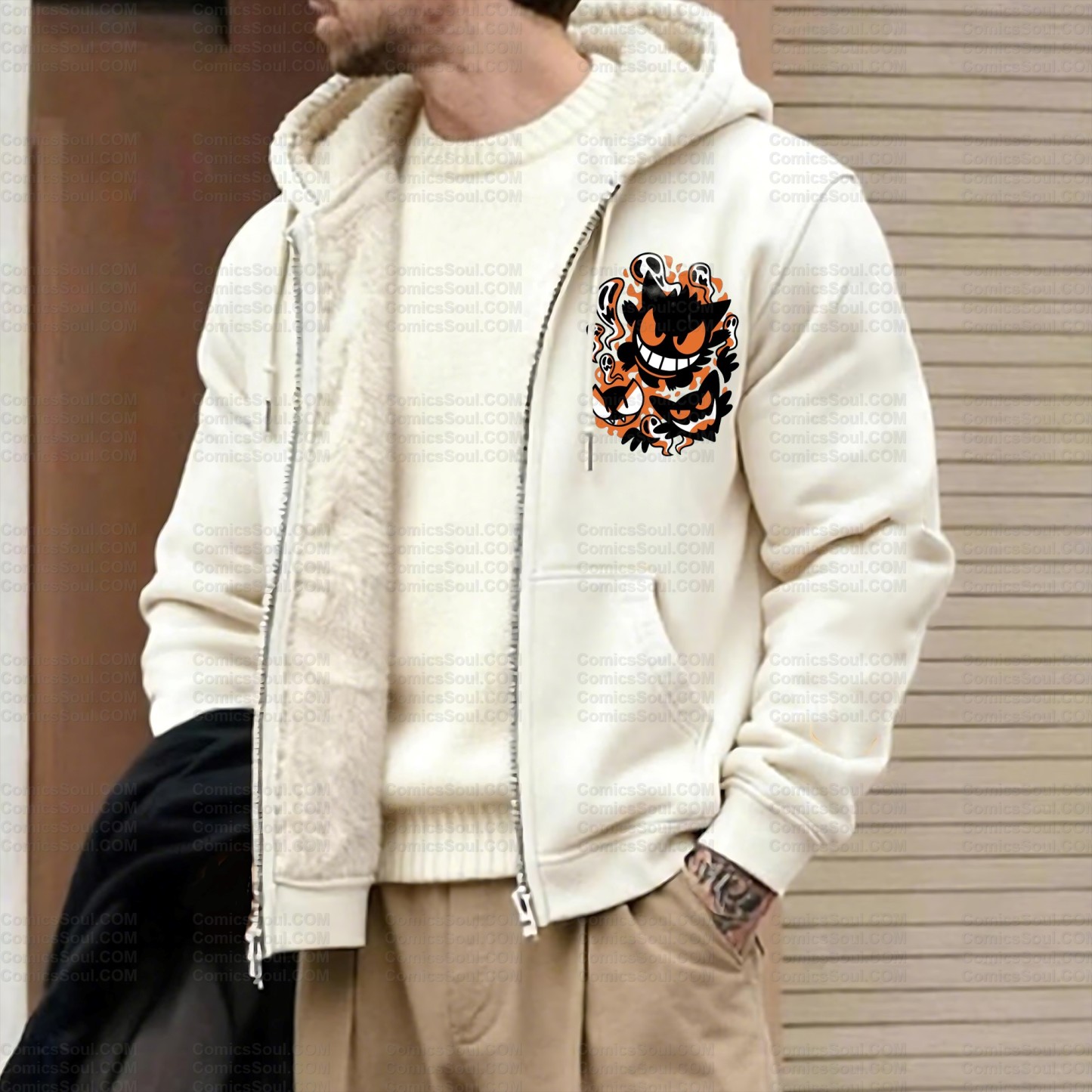 Unisex Graphic Streetwear Vintage Zipper Cardigan Plush Hoodie