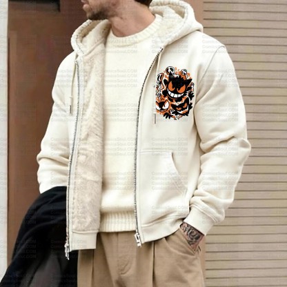 Unisex Graphic Streetwear Vintage Zipper Cardigan Plush Hoodie