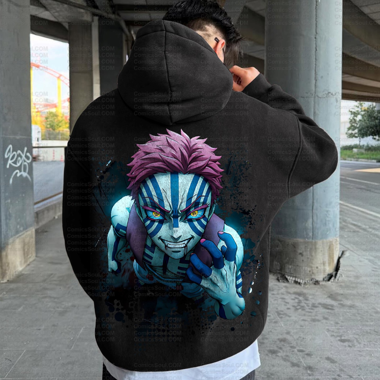 Unisex Anime Graphic Water wash Streetwear Vintage Hoodi