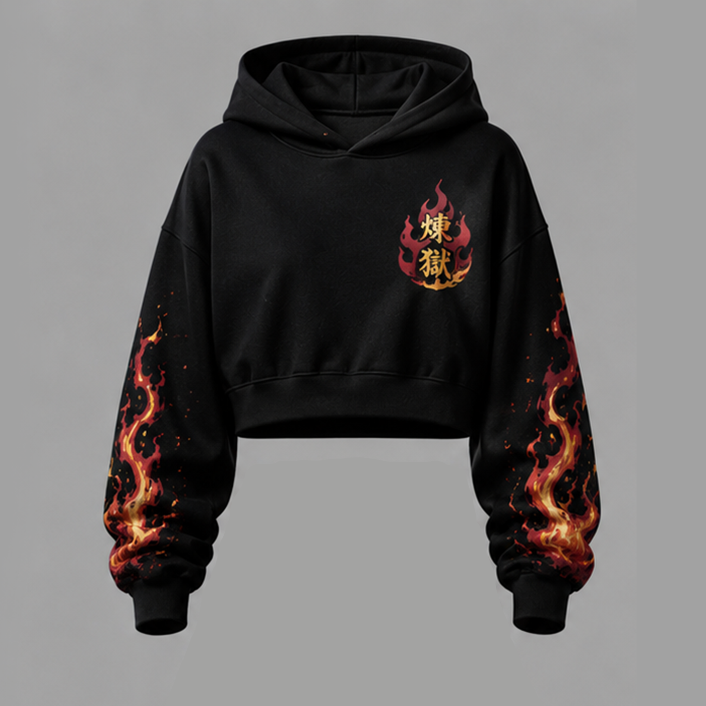 Demon Slayer Cropped Long Sleeve Hoodie & High Waist Jogger Pants Two Piece