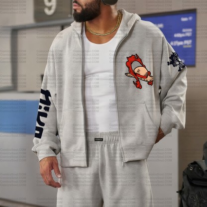 Unisex Graphic Streetwear Vintage Zipper Cardigan Plush Hoodie