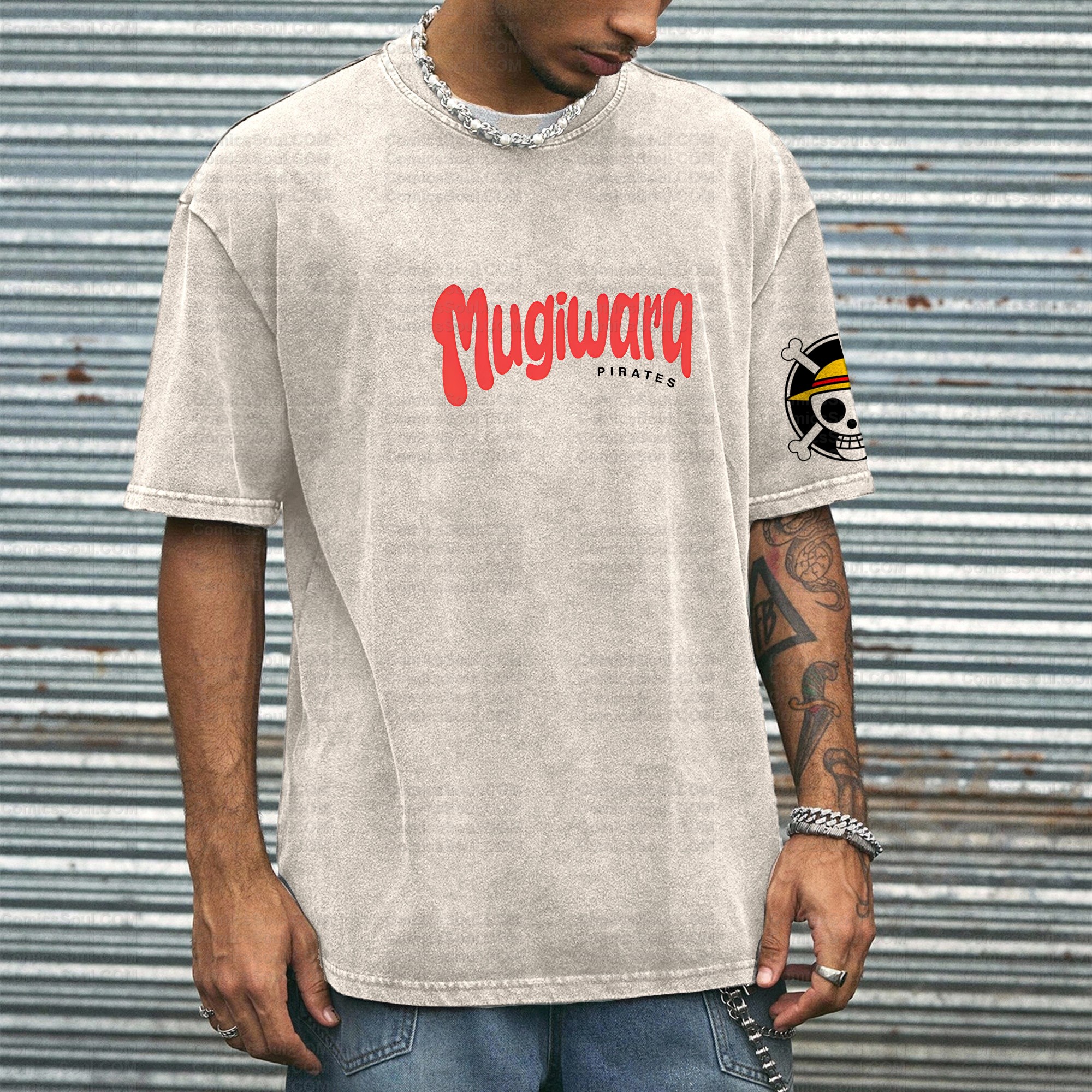 One Piece Printed Unisex Washed T-Shirt