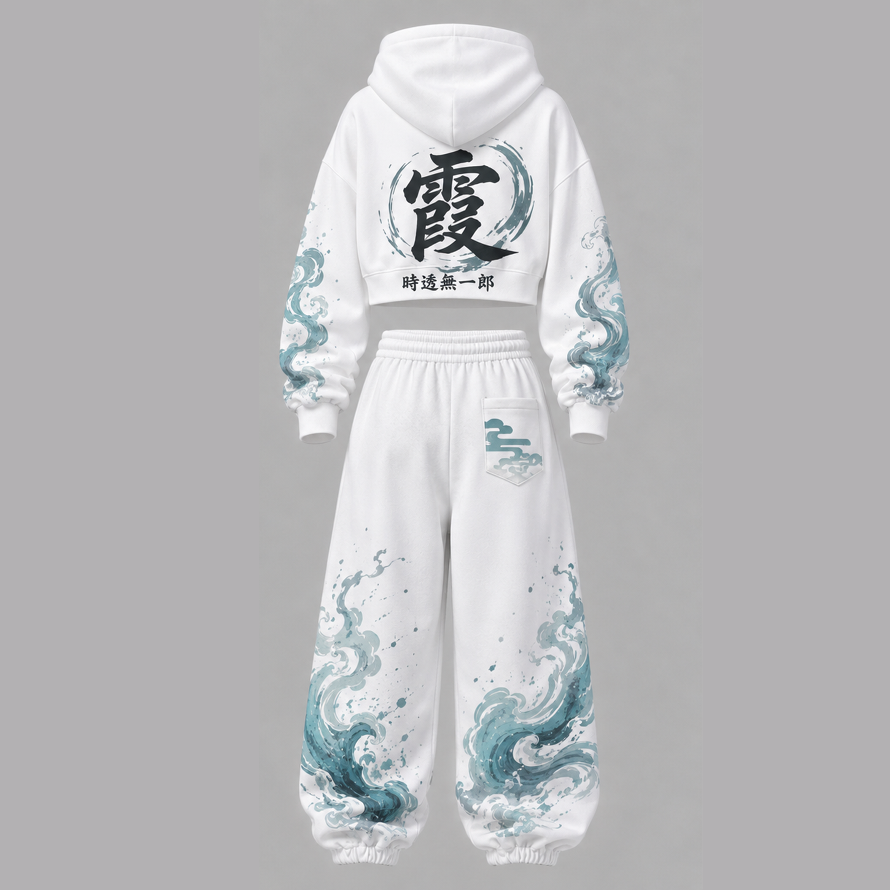 Demon Slayer Cropped Long Sleeve Hoodie & High Waist Jogger Pants Two Piece