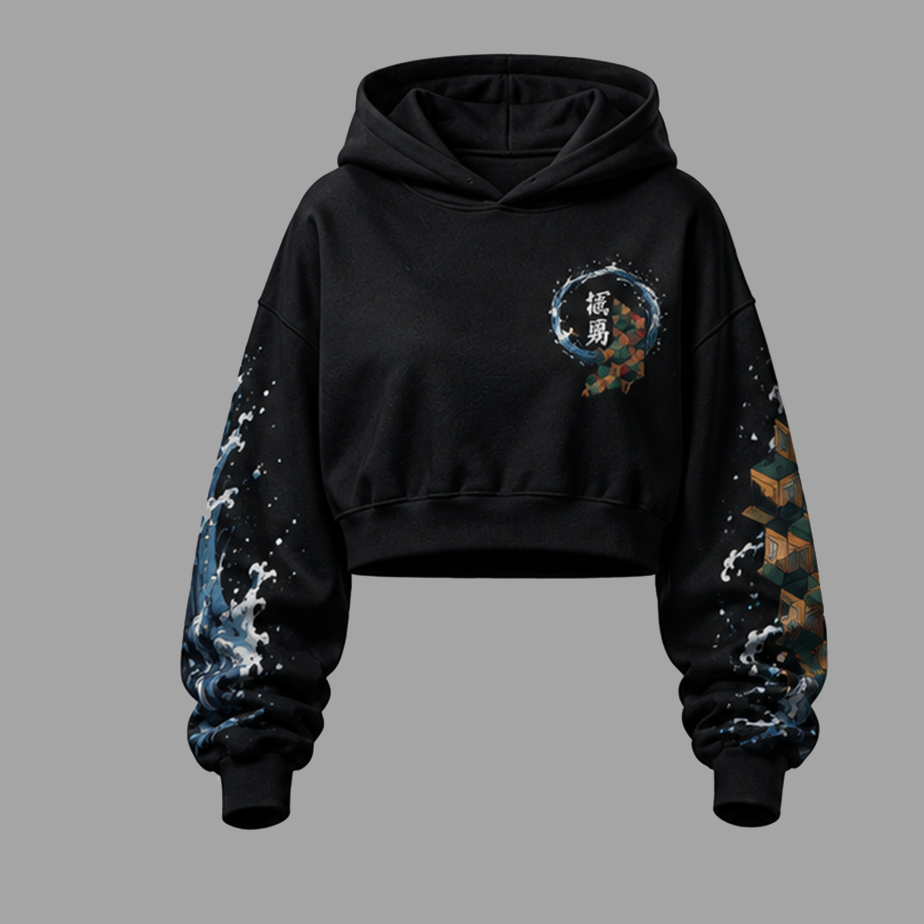 Demon Slayer Cropped Long Sleeve Hoodie & High Waist Jogger Pants Two Piece