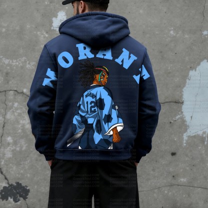 Unisex Graphic Streetwear Vintage Zipper Cardigan Plush Hoodie