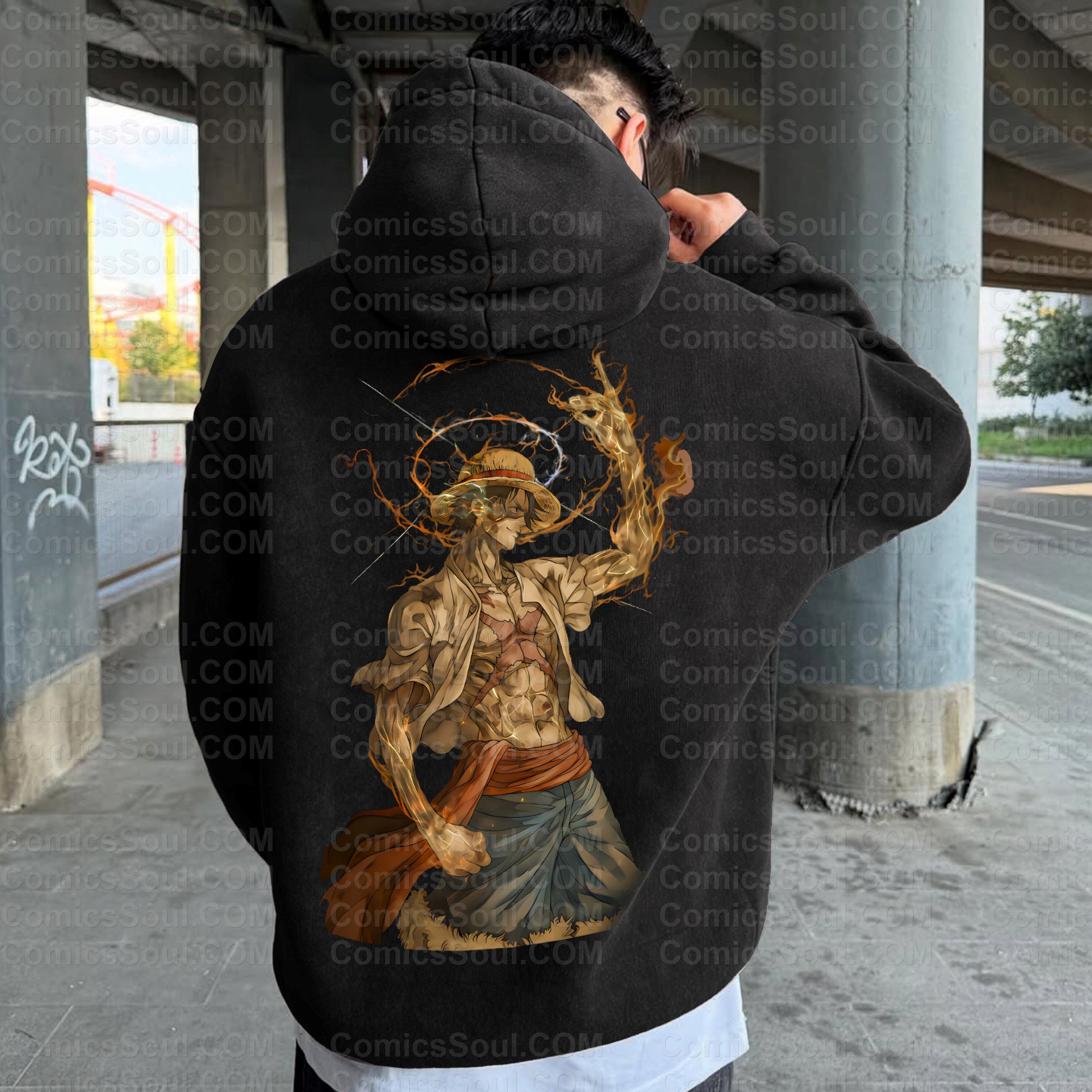 Vintage 3D Direct Inkjet Printed Washed Unisex Plush Hoodie