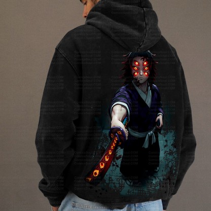 Unisex Anime Graphic Water wash Streetwear Vintage Hoodie