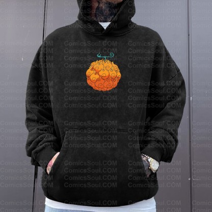 Vintage 3D Direct Inkjet Printed Washed Unisex Plush Hoodie