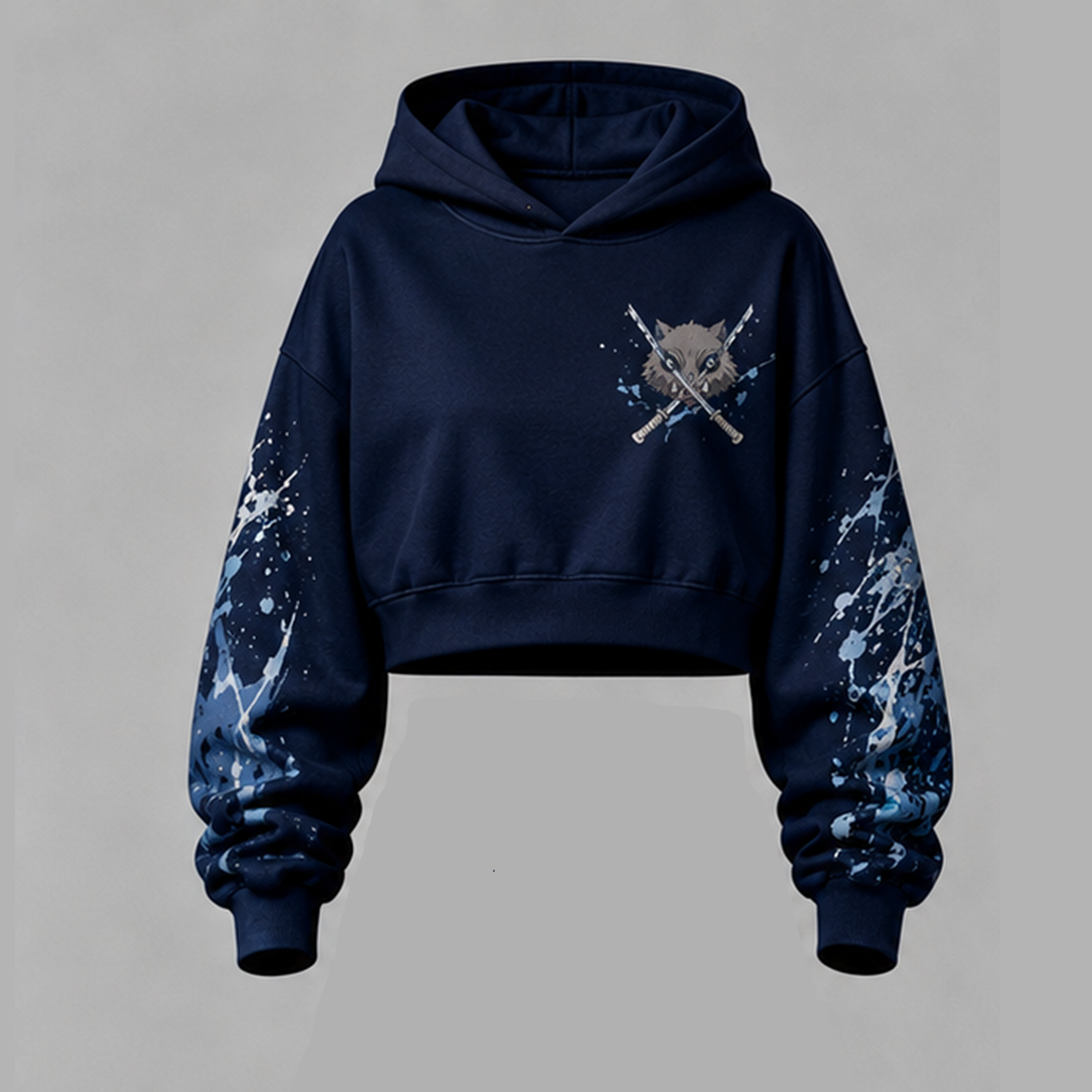 Demon Slayer Cropped Long Sleeve Hoodie & High Waist Jogger Pants Two Piece