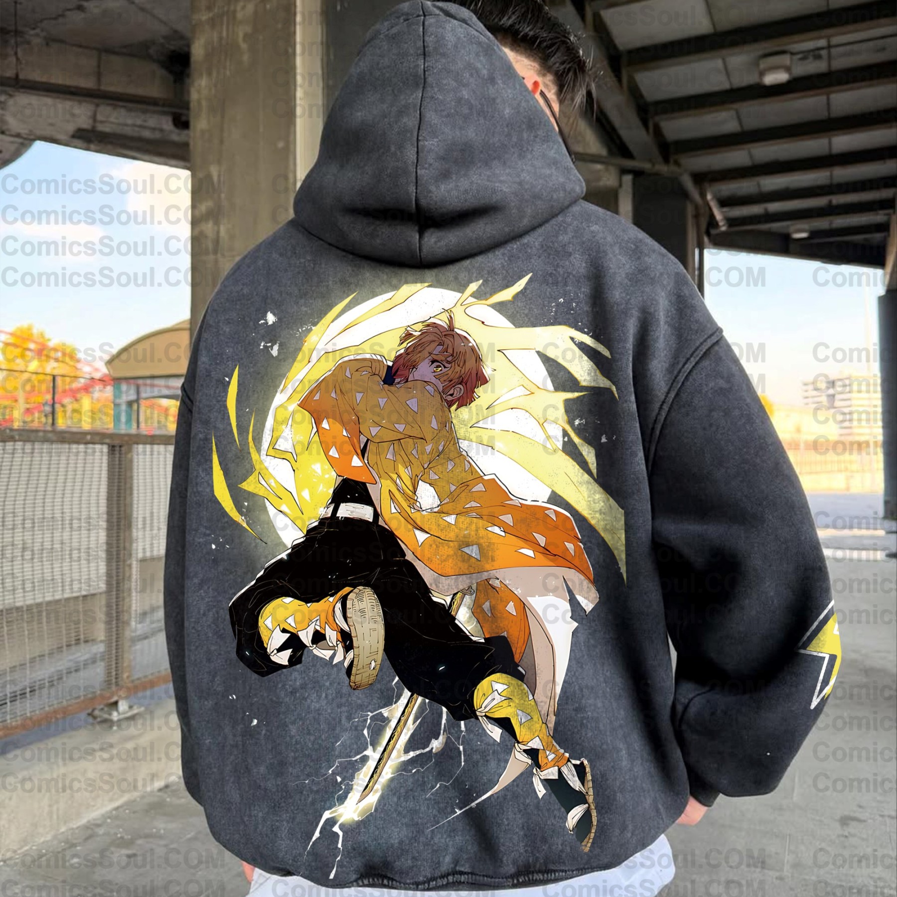 Vintage 3D Direct-Inkling Print Washed Unisex Hoodie