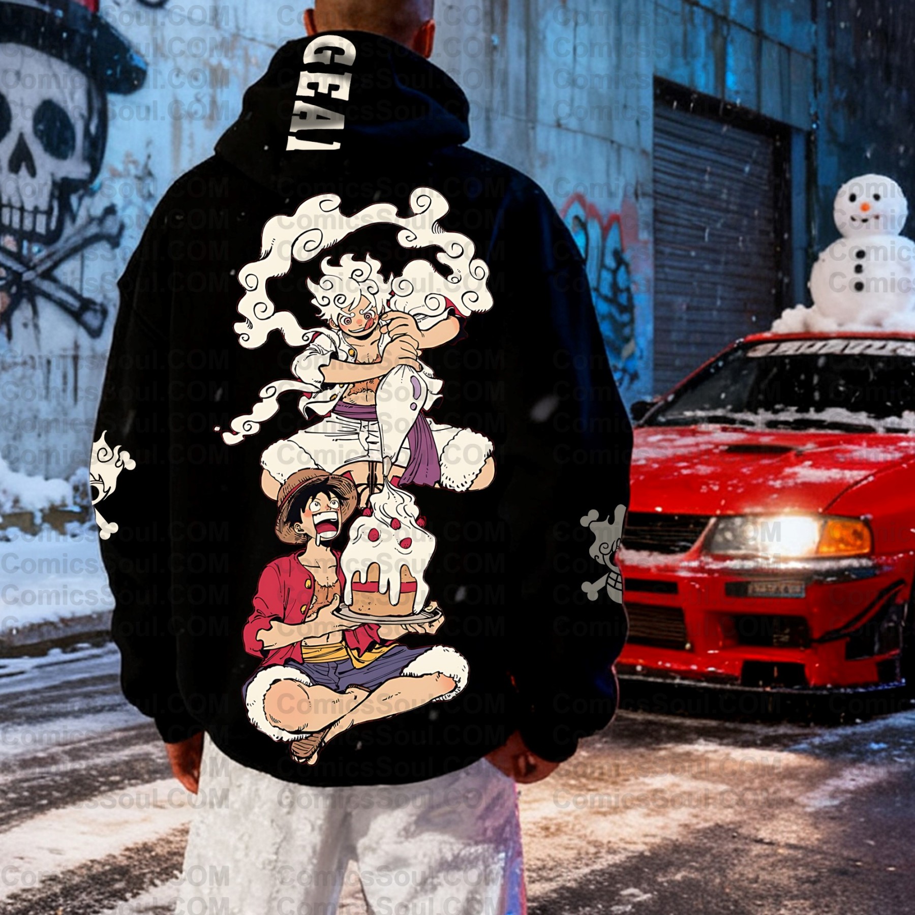Plus Velvet Unisex Anime Graphic Streetwear Vintage Hoodieluffy