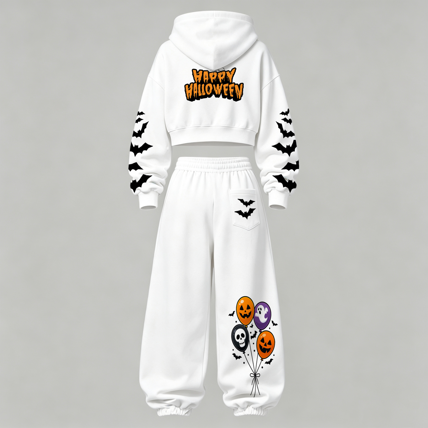 Pokémon Halloween Series Cropped Long Sleeve Hoodie & High Waist Jogger Pants Two Piece