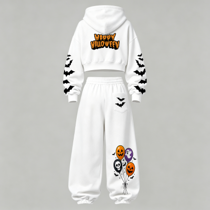 Pokémon Halloween Series Cropped Long Sleeve Hoodie & High Waist Jogger Pants Two Piece