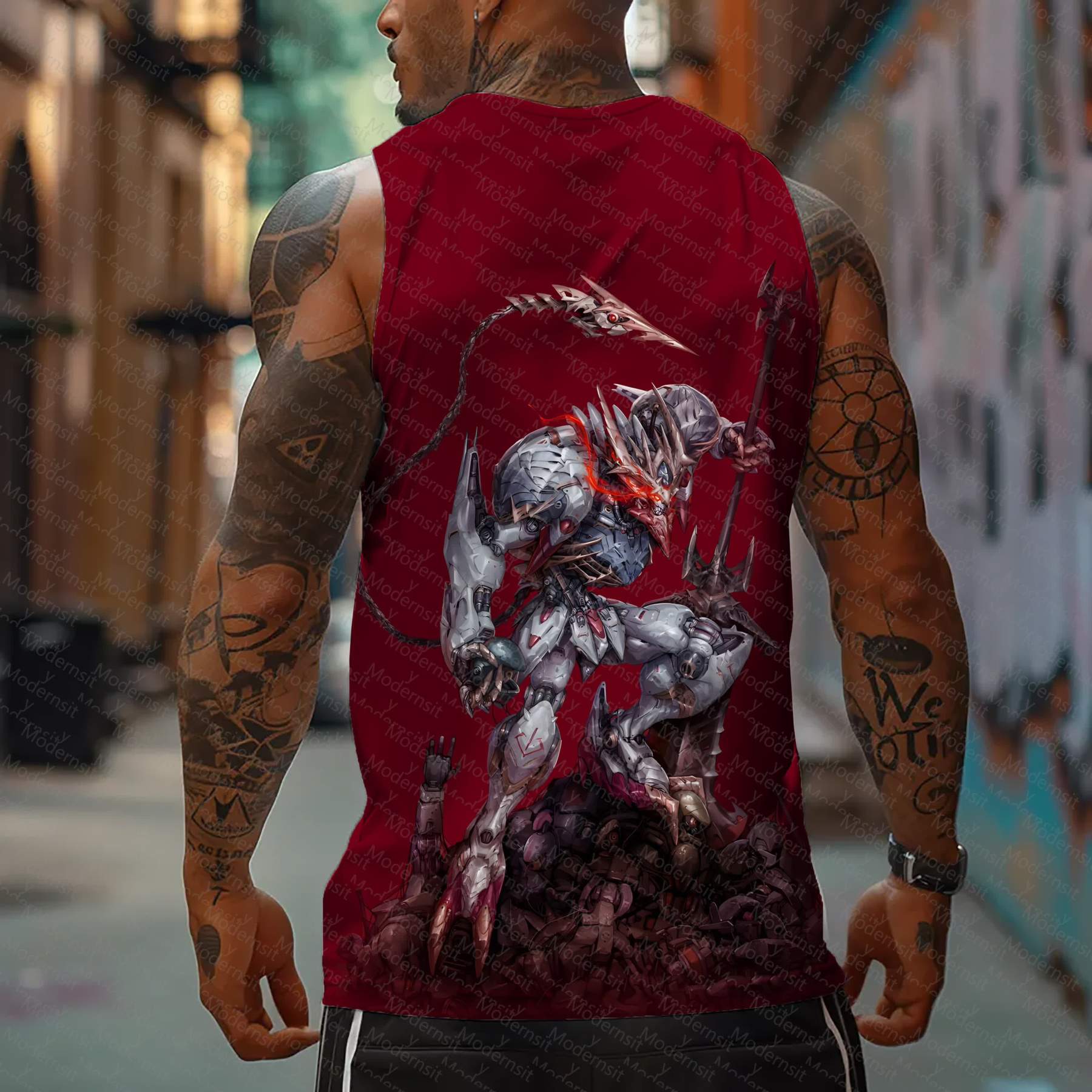 Oversized Anime Print Gym Tank Top