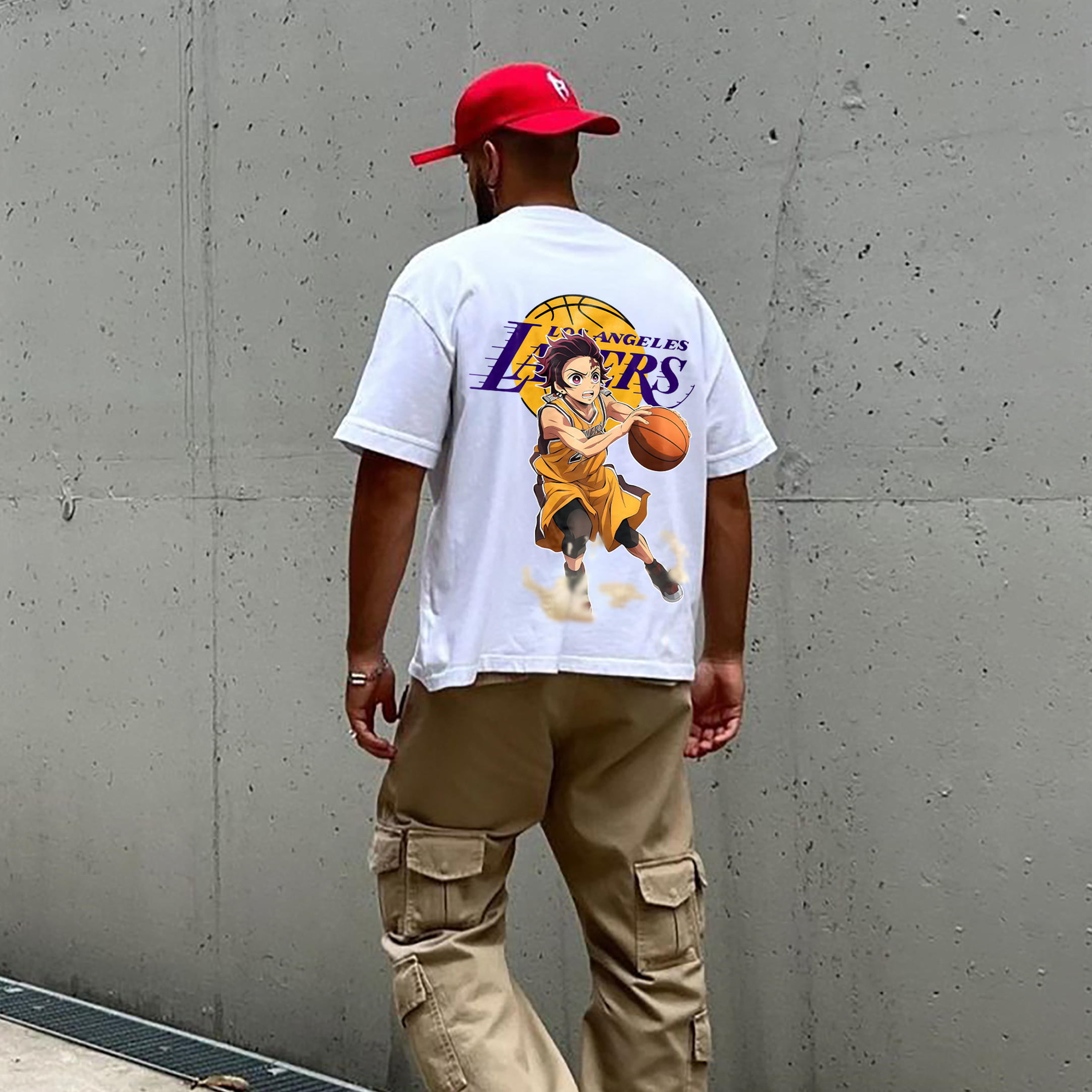 Unisex Vintage Tee丨Lakers X Demon Slayer Tee