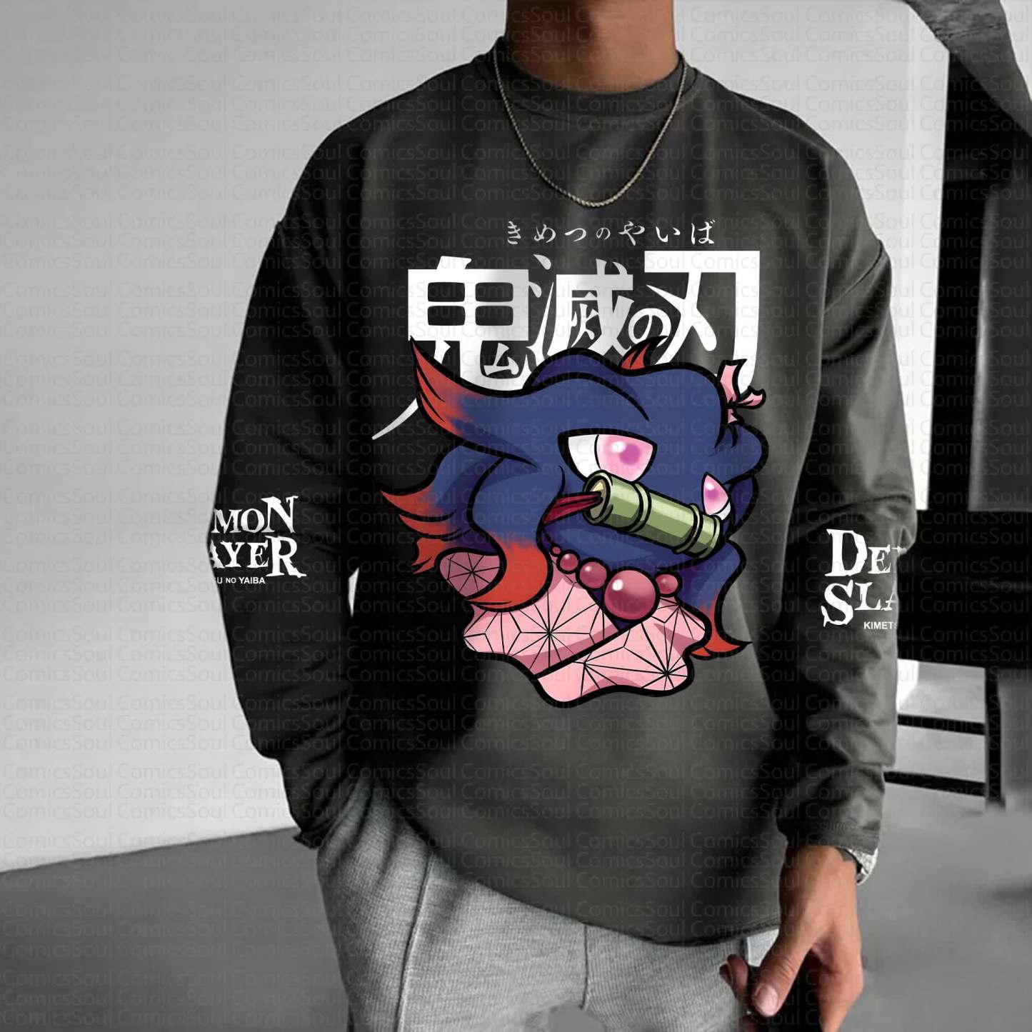 Unisex “Demon Slayer X Pokémon” Anime Graphic Streetwear Vintage Long-Sleeved T-shirt